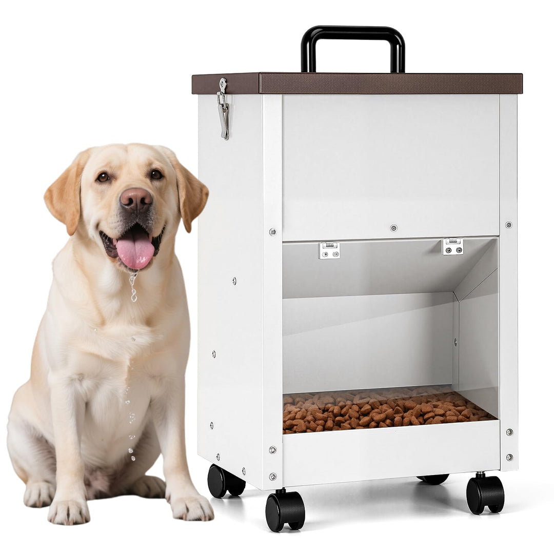 Galvanisierter Automatischer HundefüTterer GrossEr Rasse 30lbs Hundefutter-Spender Mit RäDern FüR Gr