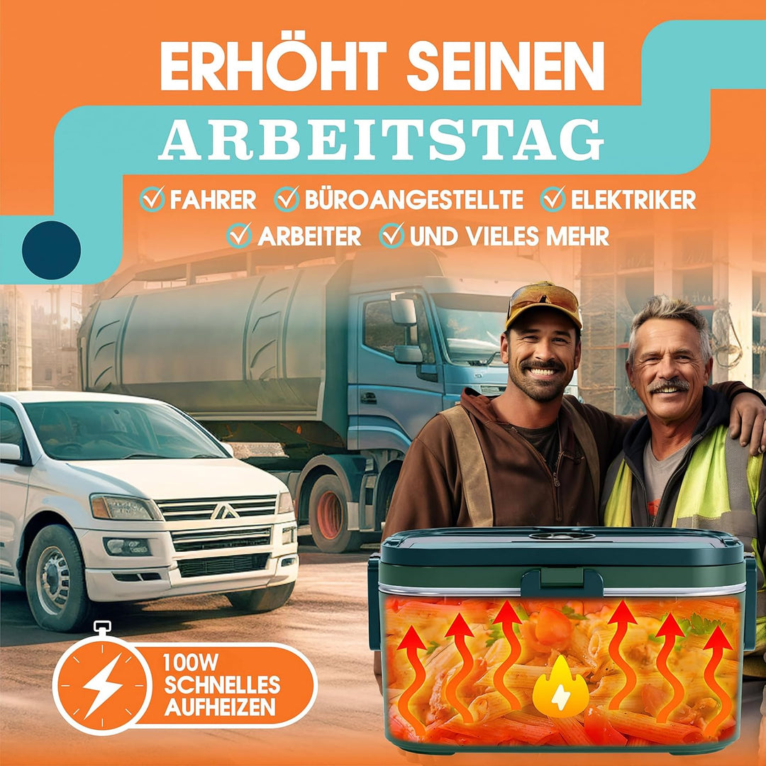TRAVELISIMO XXL Elektrische Lunchbox Extra gross 1,8L Electric Lunch Box 80W, Heat Box 3-in-1 box zu