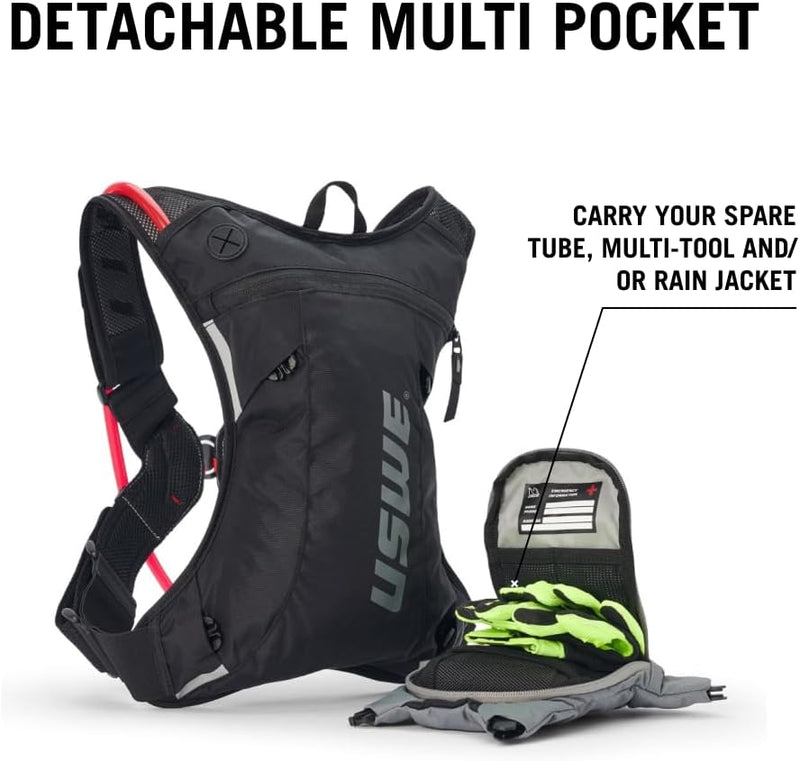 USWE Raw 3L Trinkrucksack mit 2,0 l Wasserblase, ein High End, Bounce Free Rucksack für Enduro und O