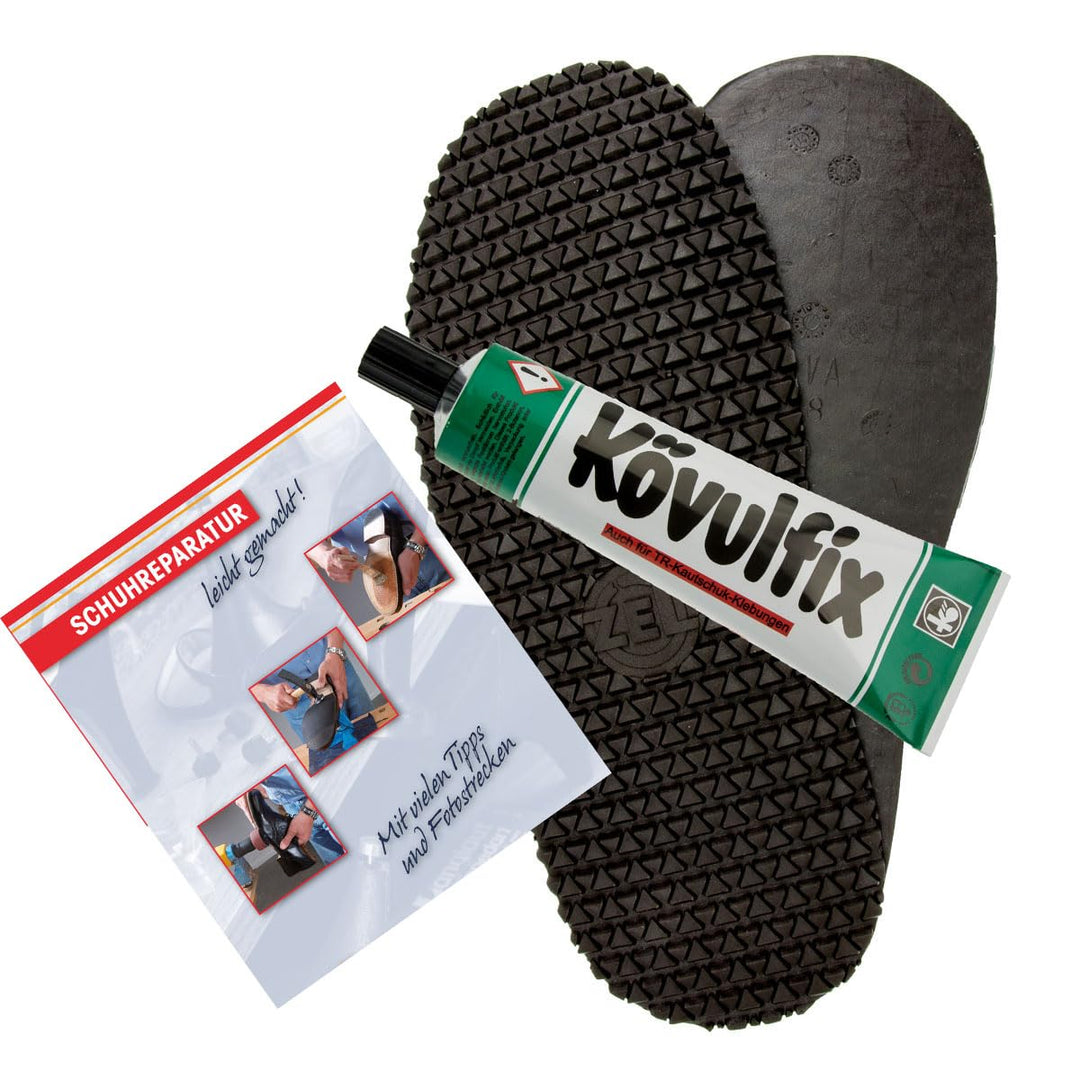 Viva Langsohlen Set mit Kövulfix Schuhkleber extra stark und Reparaturanleitung – Perfekte Lösung fü