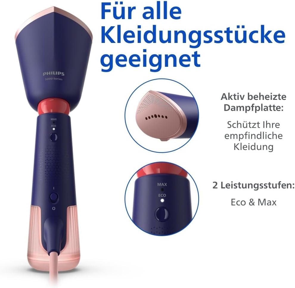 Philips Dampfglätter 5000-Serie – 35 Sekunden Aufheizen, kontinuierlicher Dampf, zwei Wassertanks, E