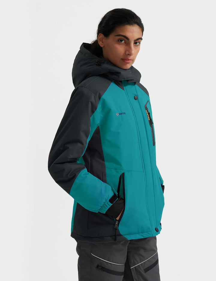 GEMYSE Damen Skijacke Wasserdicht Winddicht Regenjacke Wanderjacke Hardshelljacke mit Kapuze für den