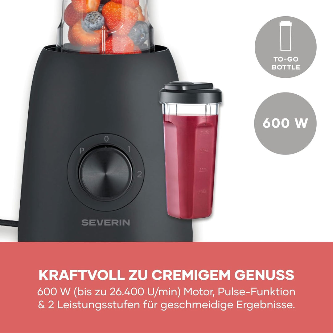Severin Standmixer, Smoothie Maker, Blender elektrisch, 1,5L, 2 Stufen, Impulsfunktion, spülmaschine