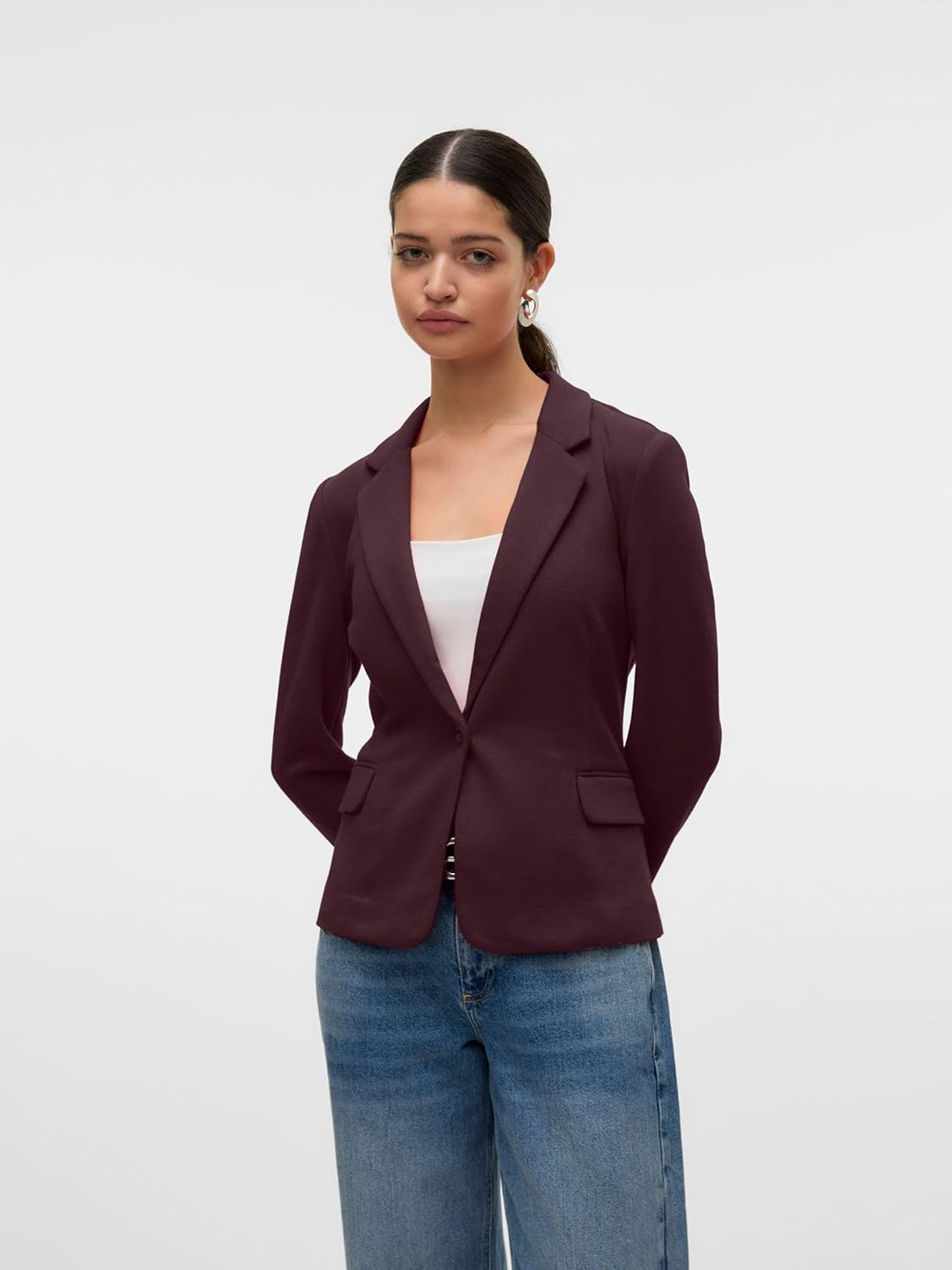 VERO MODA Damen Vmjulia Ls DNM Noos Blazer 34 Winetasting, 34 Winetasting