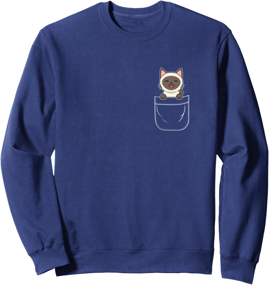 Cute Siamese Kitten Cat in Pocket Sweatshirt