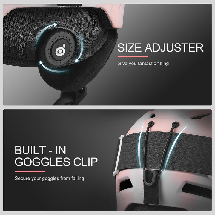 Odoland Skihelm mit Skibrille für Skifahren und Snowboard, Einstellbare Grössenverstellbar, mit Ohre