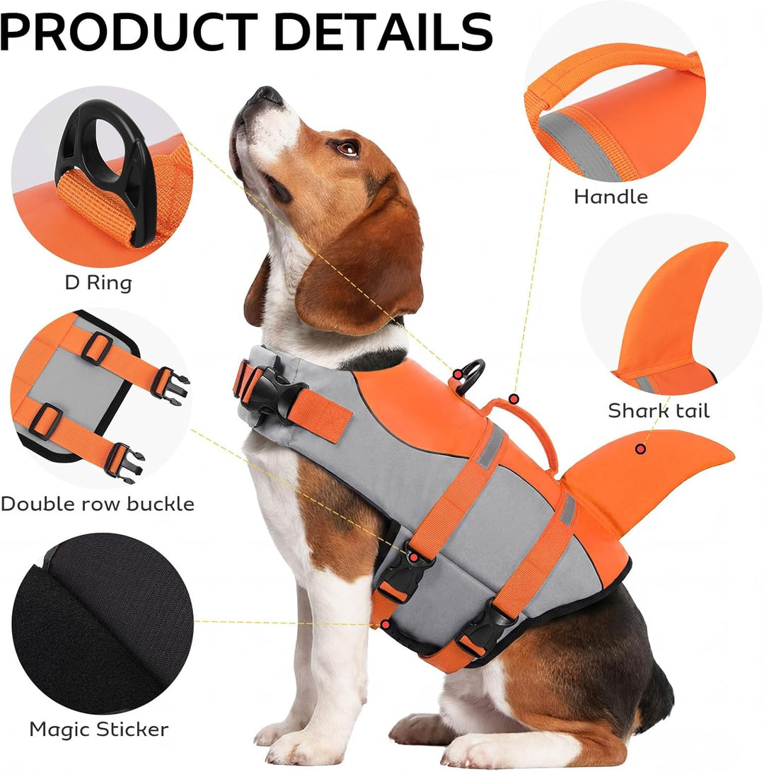 CITÉTOILE Schwimmweste Hunde Hai, Leicht und Sicher für Wassersport, hundeschwimmweste mit Griff und