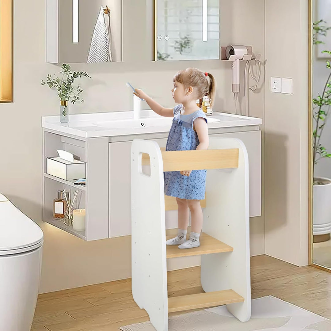 OHMG Lernturm ab 1 Jahr,Learning Tower,3 Höhenverstellbar Montessori Lernturm mit Kippschutz,Stehhil
