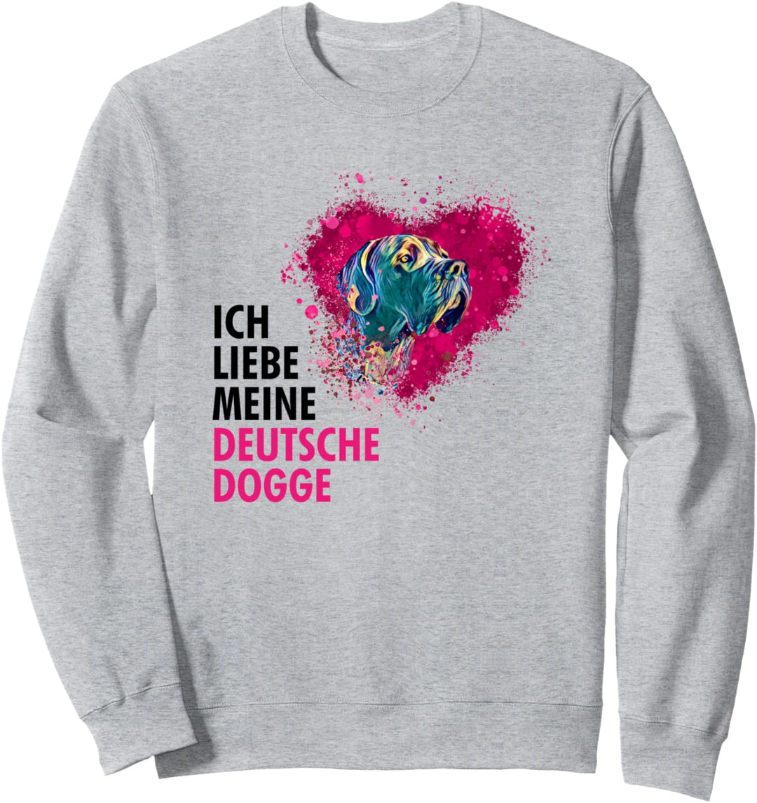 Hund Deutsche Dogge Hundebesitzer Geschenk Herz Bunt Sweatshirt