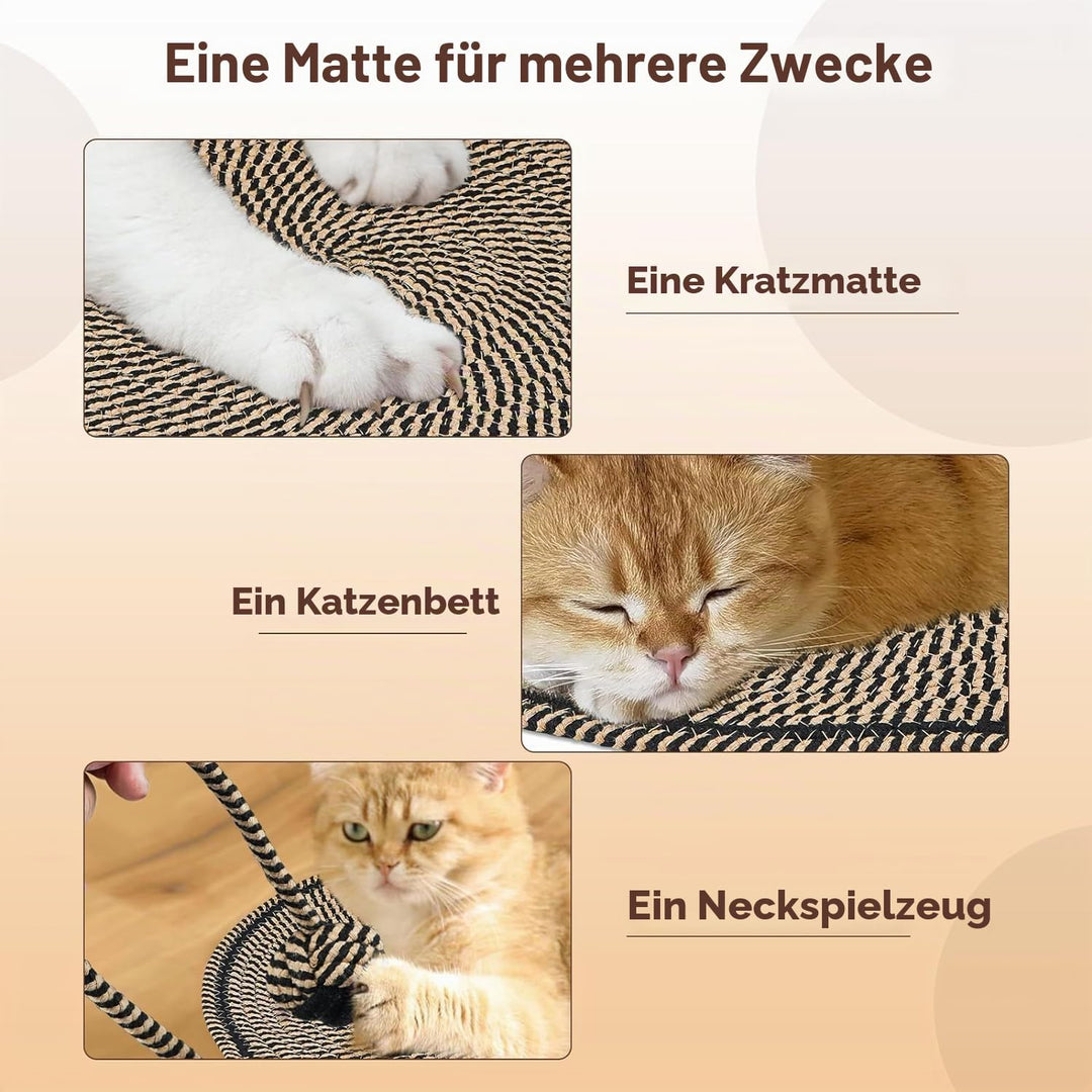 Katze-Kratzer-Matte, Baumwollseil-Katzenkratzmatte, runder horizontaler 16.9&