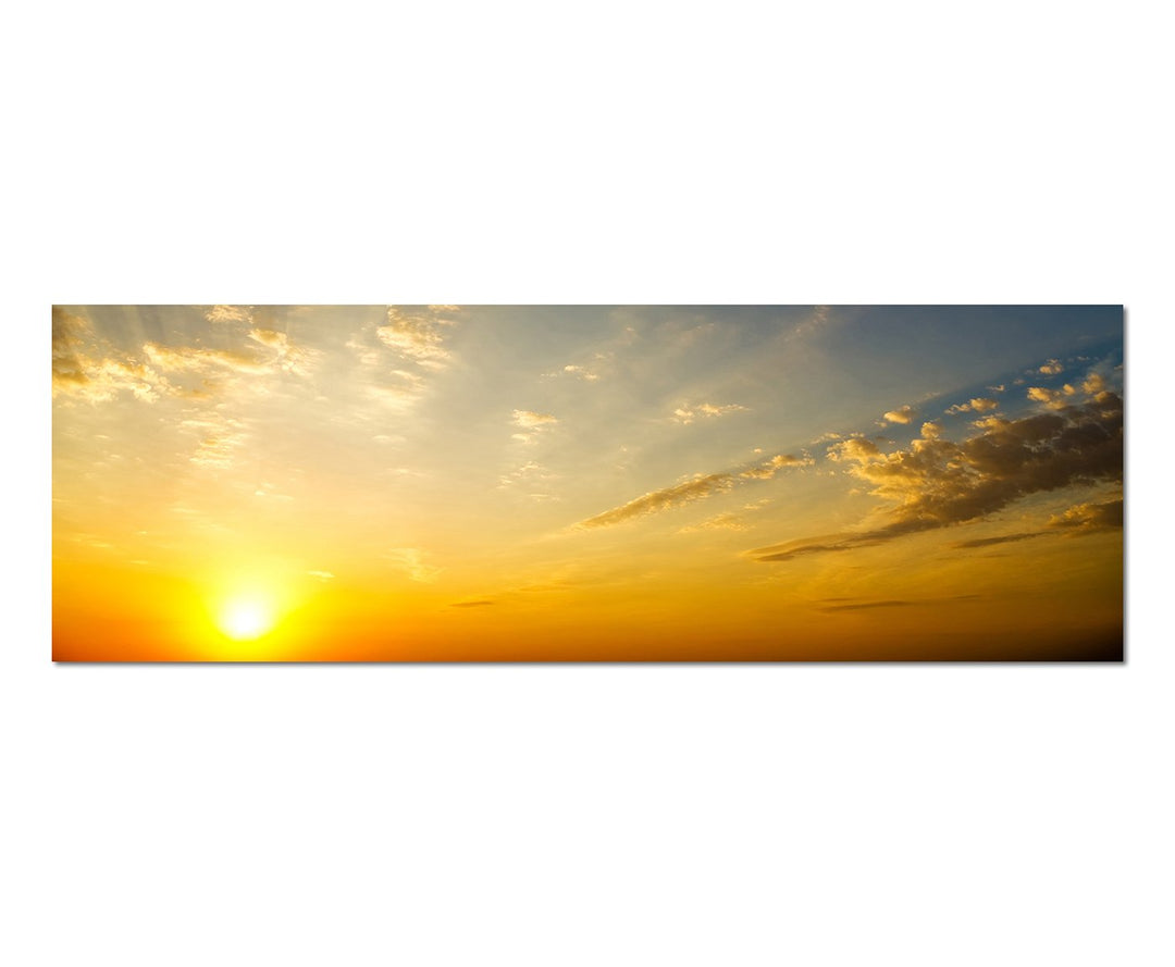 Paul Sinus Art Panoramabild auf Leinwand und Keilrahmen 150x50cm Himmel Wolkenschleier Sonnenaufgang