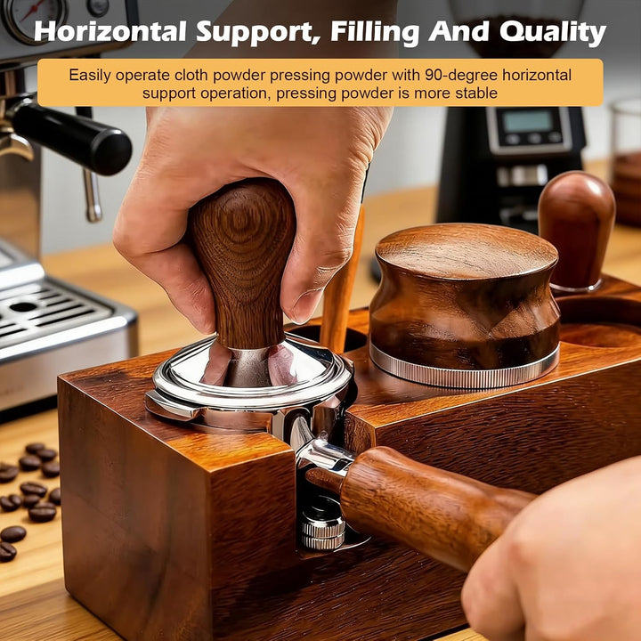 Tamperstation 58mm Kaffeetamper Walnuss Holz,Espresso Tamper,Barista Tamping Station für Espreso Zub