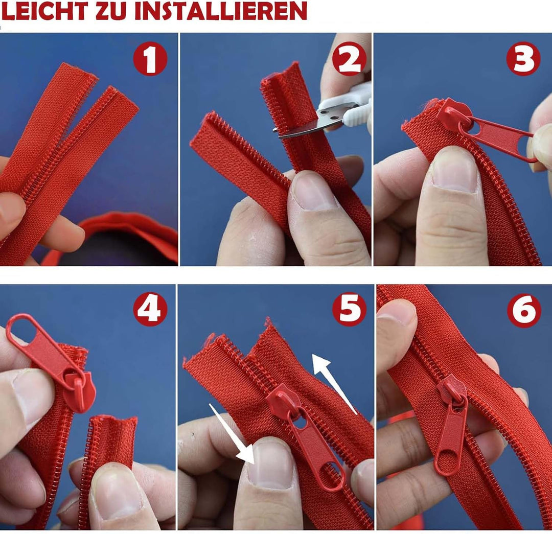 Duscdesp 30M 10 Farben Reissverschluss Endlosreissverschluss mit Zipper, DIY Reissverschluss Teilbar