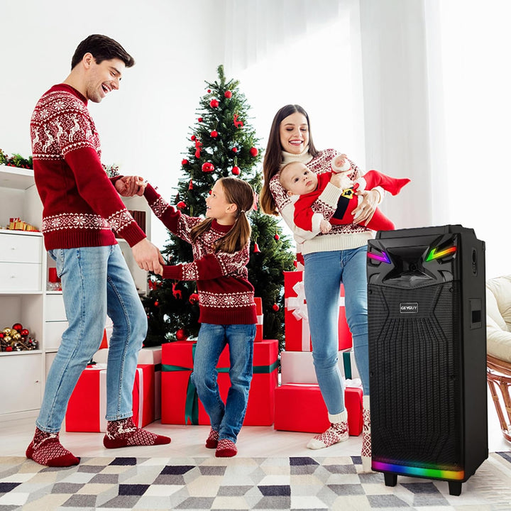 DSP Bluetooth Karaoke-Maschine mit 2 Mikrofonen, 2 × 10" woofer Tragbare PA-Anlage Erwachsene & Kind