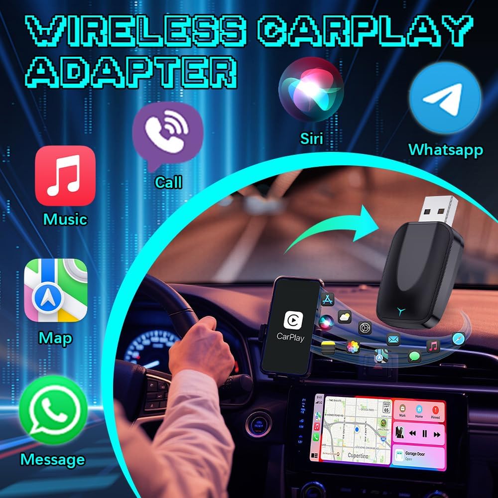 Mini Wireless CarPlay & Android Auto Adapter 2-in-1, Plug & Play, Schnelle Stabile Verbindung, Conve