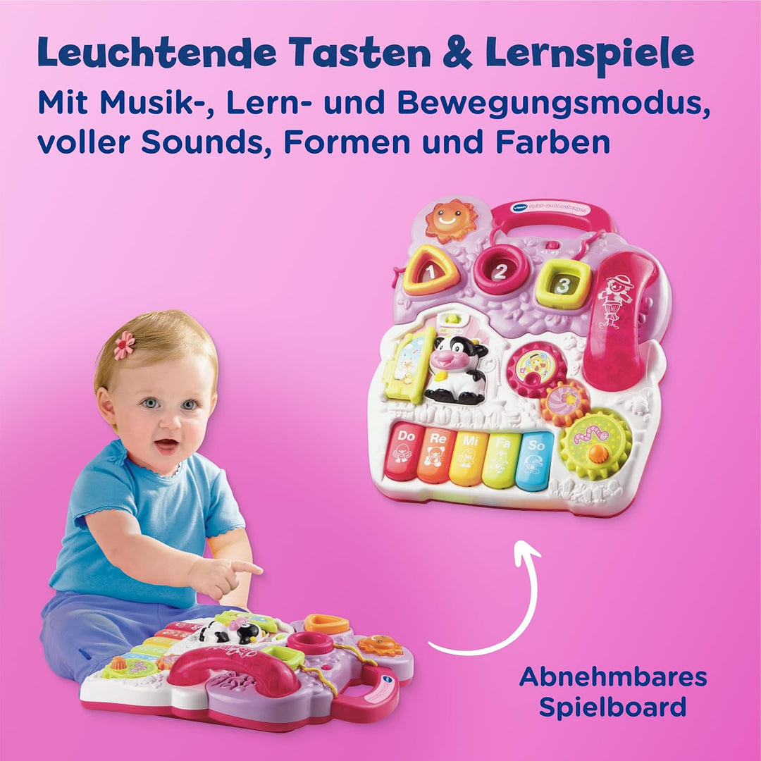VTech Baby Spiel- und Laufwagen pink – Lauflernwagen mit regulierbarer Geschwindigkeit, Musik und ab