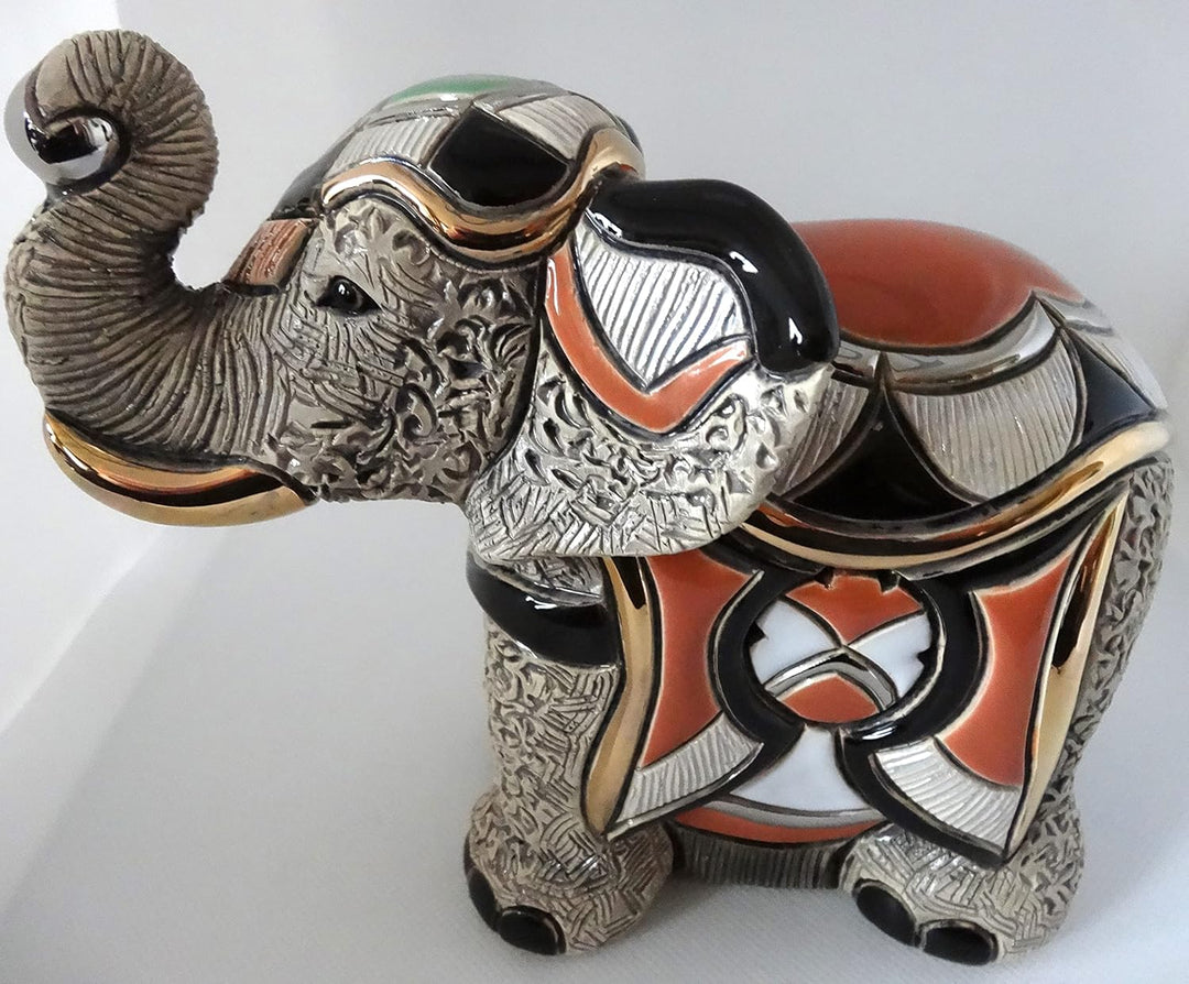 De Rosa Rinconada, Handbemalte Keramikskulptur, Asiatischer Elefant