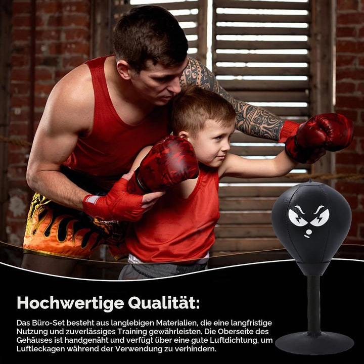 Schreibtisch Desktop Boxsack Tisch Boxsack mit Starken Saugnäpfen und Tischklemme, Stressabbauender