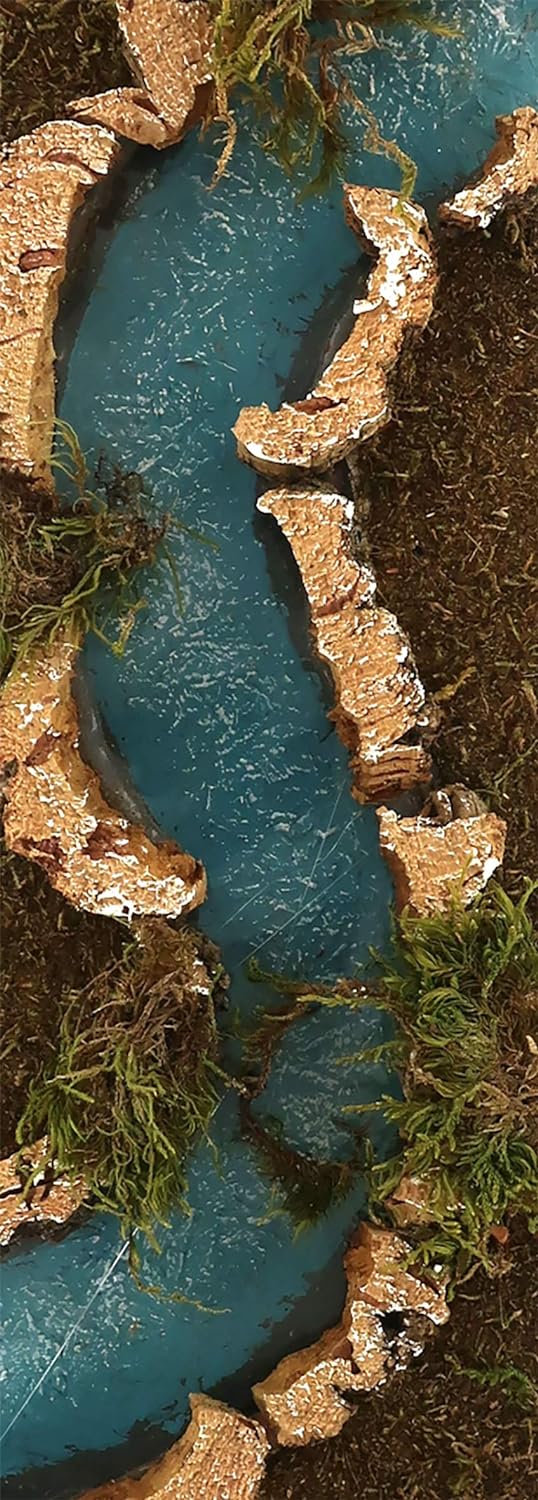 Ferrari & Arrighetti Zusammensetzbarer Fluss für Krippe, 4 Teile, Bertoni Krippenlinie, Holz, Mehrfa