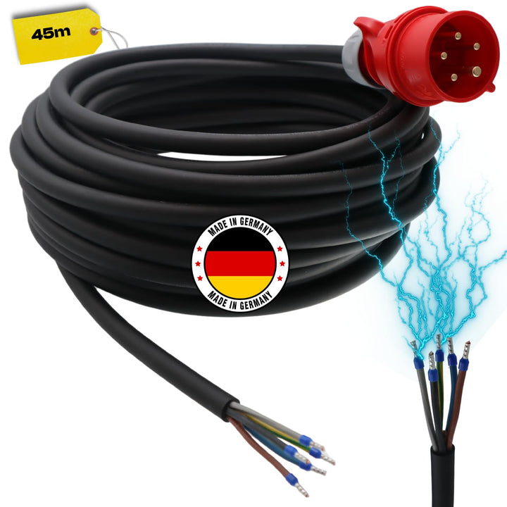 netbote24® CEE Maschinen-Anschlussleitung 400V / 16A H07RN-F 5-polig (3P+N+PE) 5x2,5 mm² IP44 2,5-50