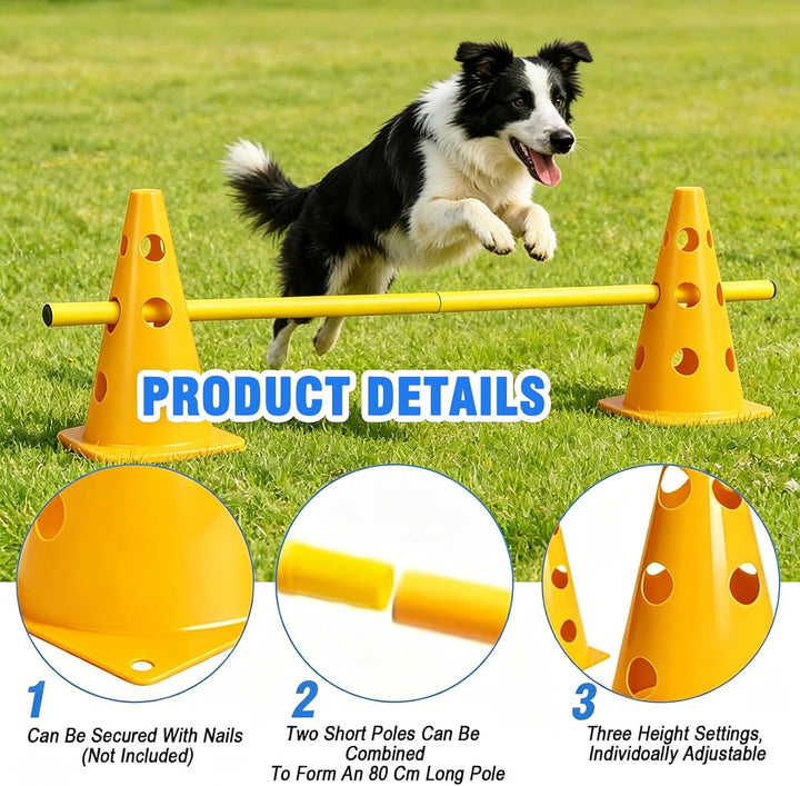 MeYuxg Agility Set Hunde – Cavaletti Steckhürdenset für kleine Hunde & Kinder, verstellbare Training