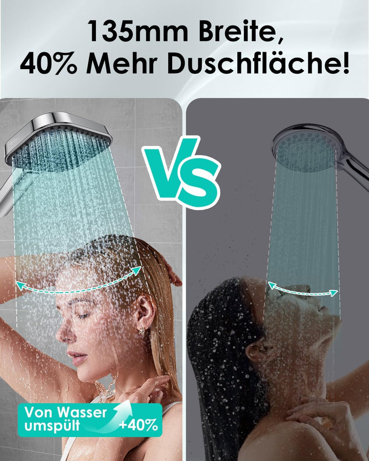Duschkopf Wassersparend, Duschbrause Gross 135mm, Handbrause mit Antikalk-Funktion 【Lebensmittelecht