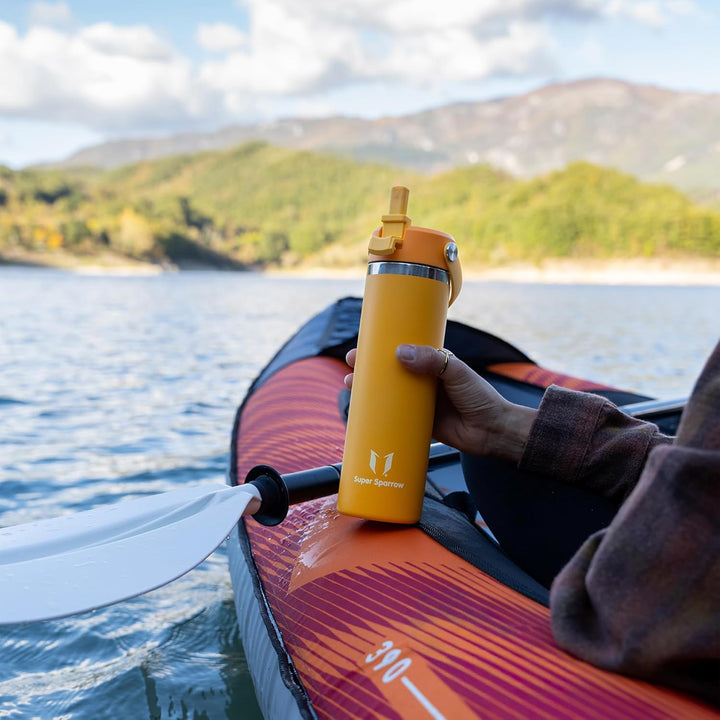 Sparrow Trinkflasche Edelstahl 1L - Weiter Öffnung SwivelSip Thermosflasche mit Strohhalm - BPA-frei