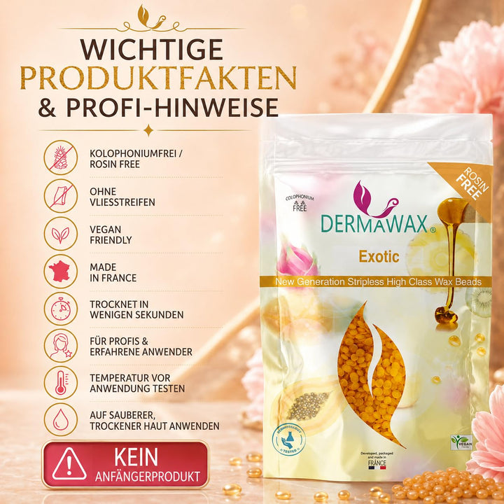 800 Gramm Dermawax Exotic Hypoallergen Waxing Perlen zur Haarentfernung Augenbrauen Gesicht Intim Bi