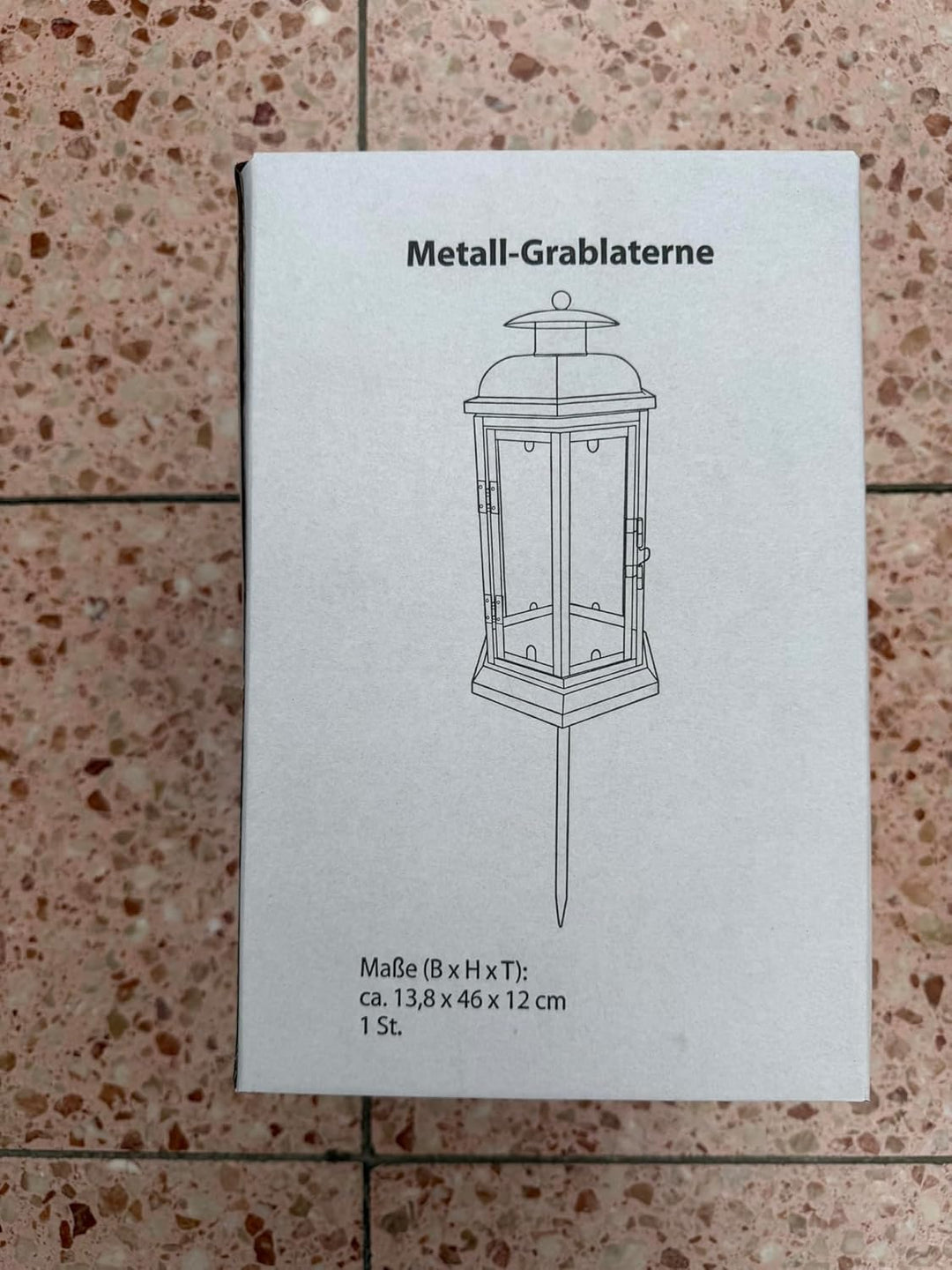 Dehner Grablaterne mit Stab, 46 x 13.8 x 12 cm, Eisen/Glas, schwarz
