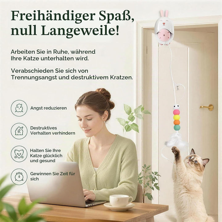 Rain smaller Interaktives Katzenspielzeug für Wohnungskatzen, Automatisches Hängendes Katzenspielzeu
