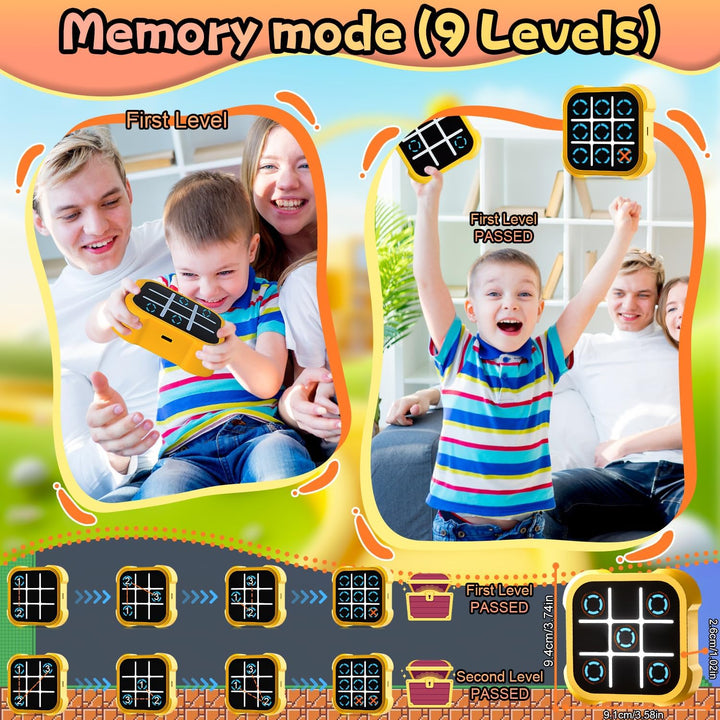Tic Tac Toe Spiel, Tragbare 3-In-1-Puzzlespielkonsole, Tragbare Reisespiele für Bildung und Gedächtn
