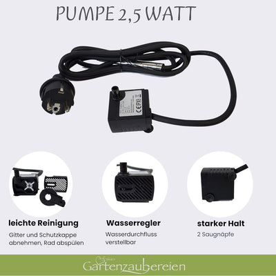 Storm's Gartenzaubereien Wasserspeier Frosch mit Pumpe 230V 12cm aus Keramik für Miniteiche - Balkon