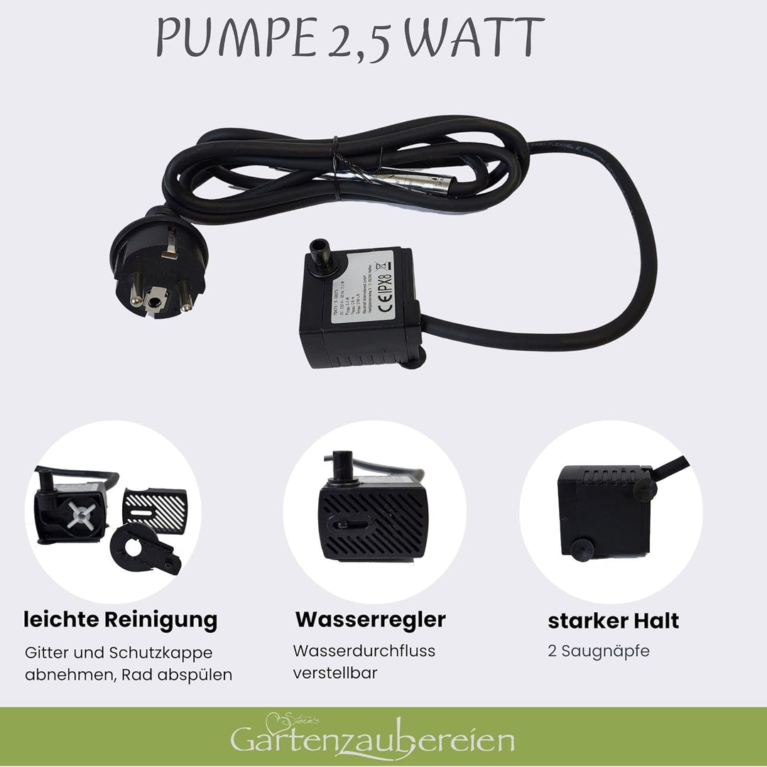 Wasserspeier Fisch blau mit Pumpe