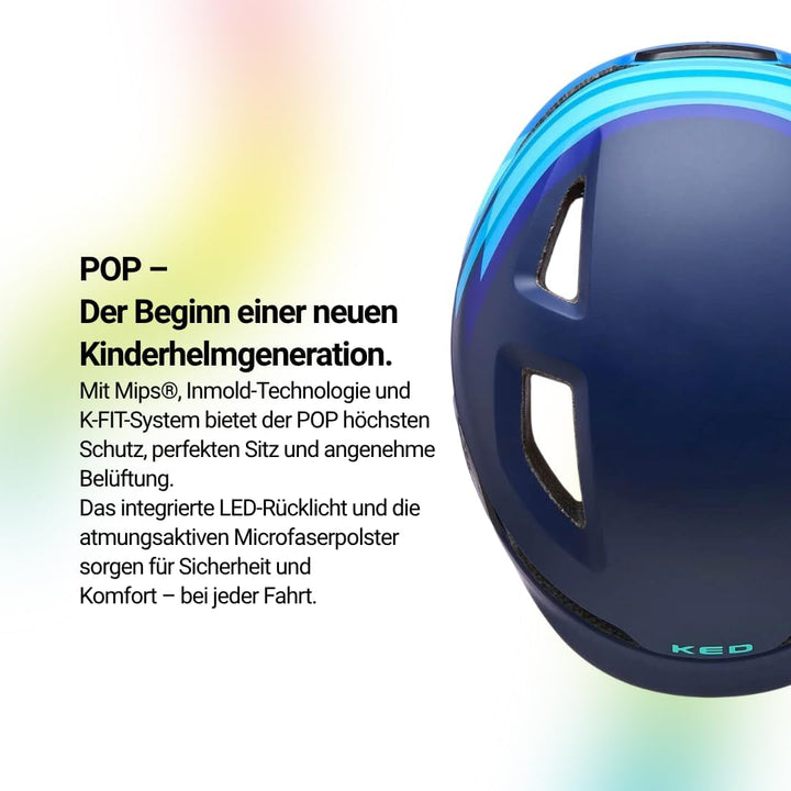 KED Pop MIPS Kinder Fahrrad Helm blau 2023 M (52-56cm), M (52-56cm)