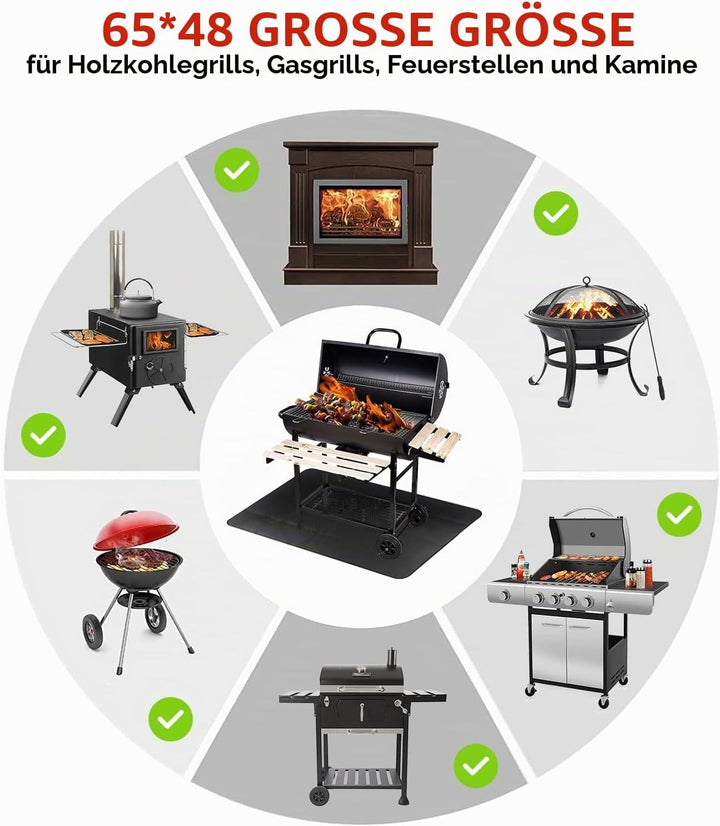 Ronsan Hitzebeständige Bodenschutzmatte 152 x 100 cm für Grill und Feuerstelle, wiederverwendbare Gr