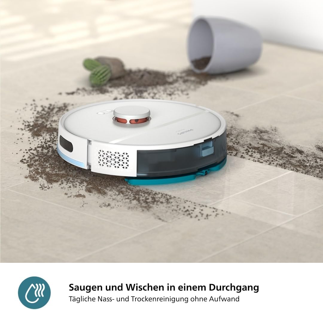 Philips Homerun Serie 2000 2. Gen: 2-in-1 Saug- und Wischroboter, 6.000pa Saugkraft, 130 Minuten Lau