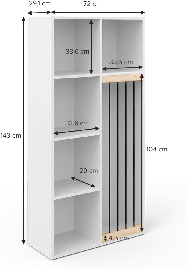 Vicco Kinderregal Marvin, Weiss, 72 x 143 cm, zur Aufbewahrung von Spielzeug und Büchern geeignet Oh