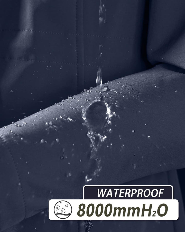 33,000ft Damen Leichte Wasserdichte Softshell Regenjacke Lange Funktionsjacke Übergangsjacke Windjac