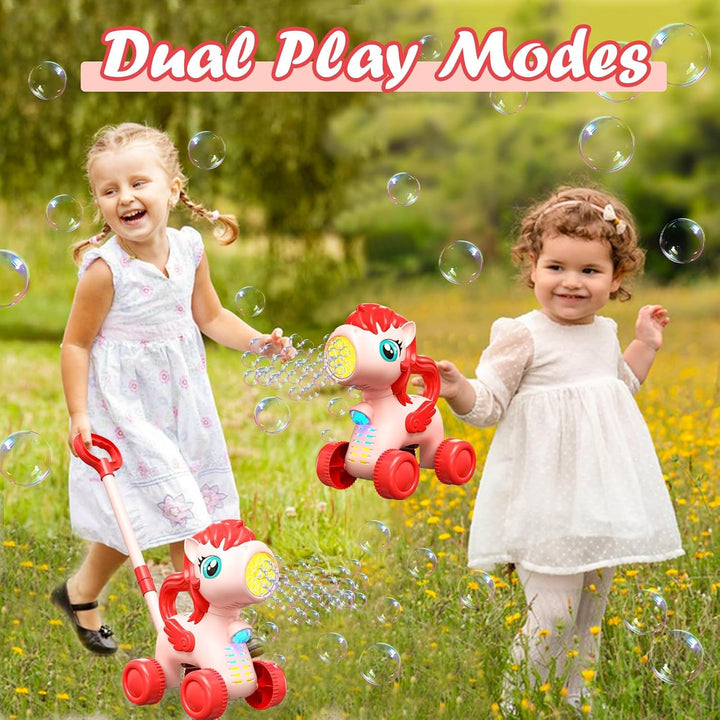 TOY PLAYER Pink Bubble Rasenmäher für Kleinkinder, Automatische Blasenmaschine für Kinder, Sommer Ou