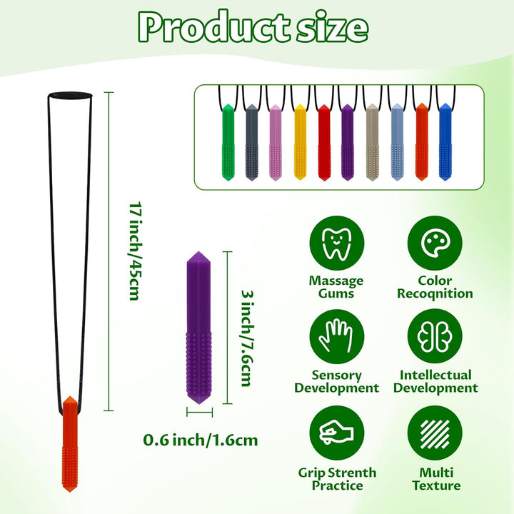 Sensorische Kau-Halskette für autistische Kinder, 10 Stück (Diamantform), sensorisches Kauspielzeug