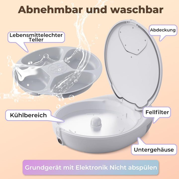 Automatischer Katzenfutterspender für Nassfutter mit Dual-Temp-Kühlung Cream, Cream