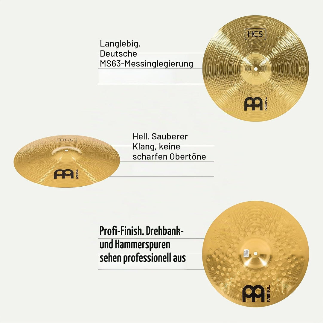 Meinl Cymbals HCS Crash 16 Zoll (Video) Schlagzeug Becken – (40,64cm) Messing – Traditionelles Finis