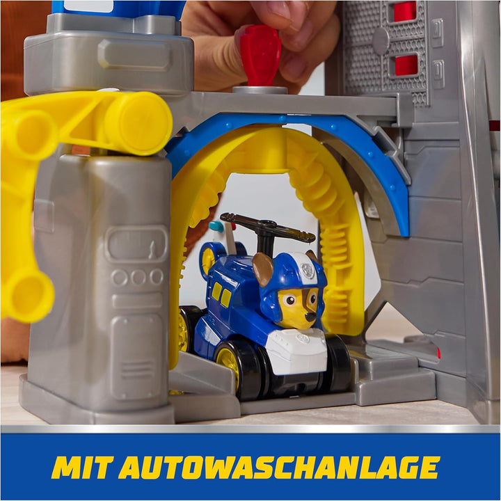 PAW PATROL Air Rescue - Pup Squad Flughafen Tower mit Fahrzeugstarter, Chase-Pup Squad Racer und Bür