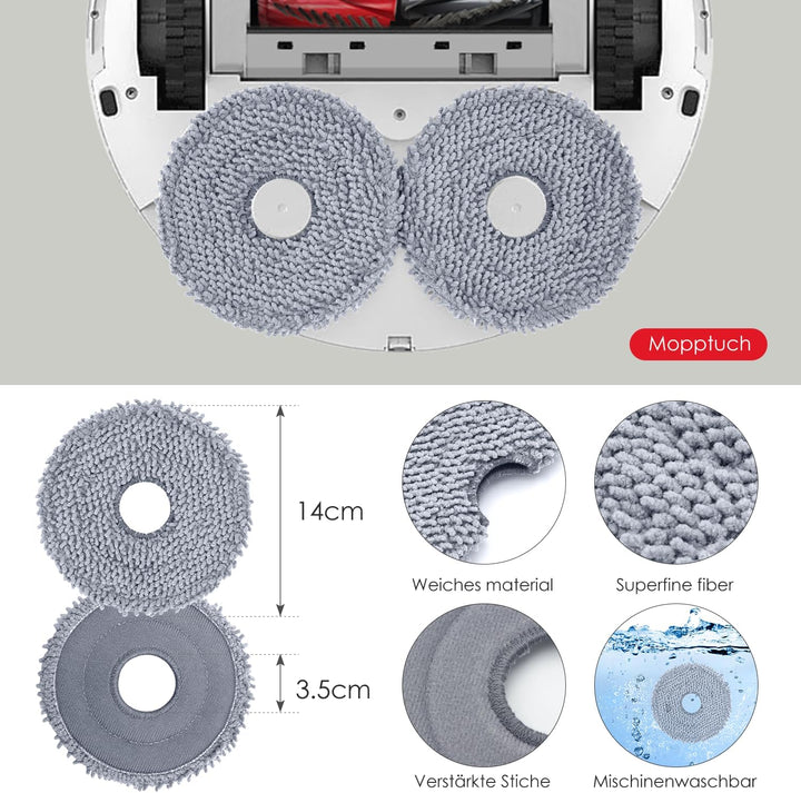 Zubehörset für Roborock Qrevo Curve/Qrevo Edge, oGoDeal 1*Main Rollbürste 4*Staubbeutel 4*Seitenbürs