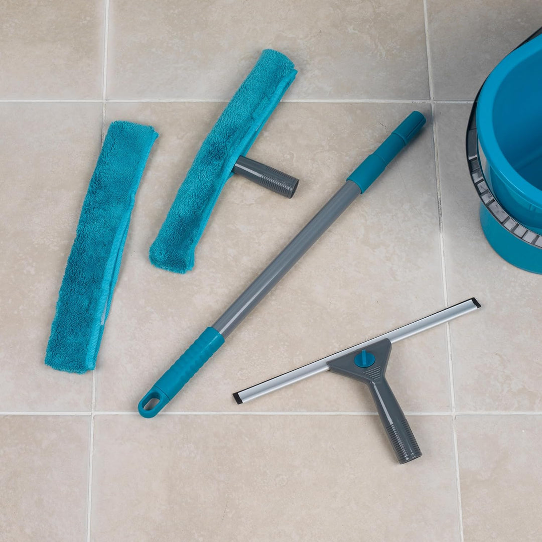 Beldray LA028693TQEU 2in1 Fensterreinigungsset, 5 stuck Mikrofaser Fusselfreie Reinigung, 360° strei