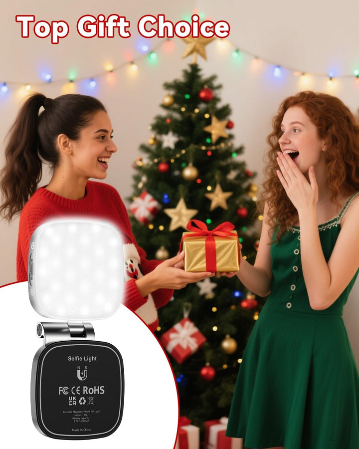 CloudValley Magnetisches Selfie Licht mit Spiegel, 3-in-1 Tragbares LED Ringlicht für iPhone & Andro