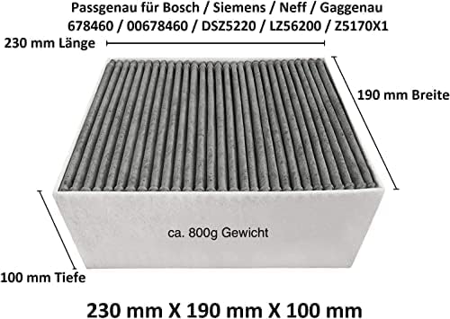 Aktivkohlefilter 3er Set für Siemens/Bosch/Neff/Gaggenau Cleanair Filter DSZ5201 / LZ56200 / Z5170X1