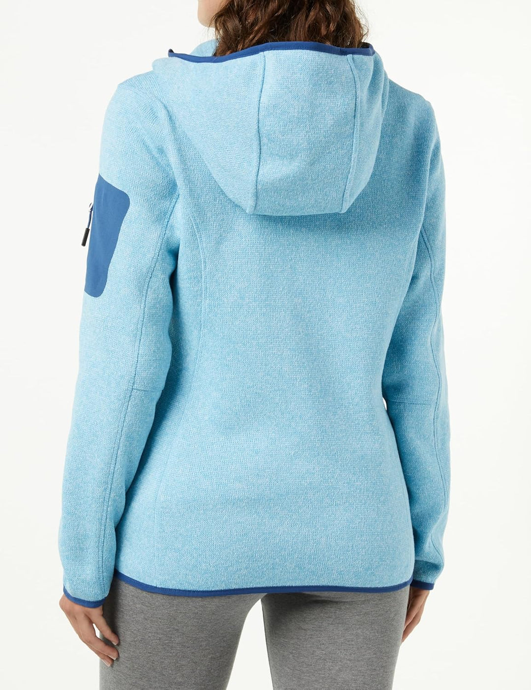 CMP Damen Damen-knit-tech-jacke mit Fester Kapuze WOMAN JACKET FIX HOOD D34 Himmelblaues Staubblau,