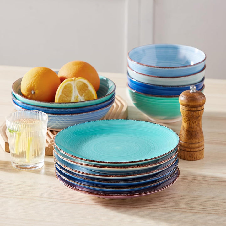 vancasso BONITA Speiseteller Steingut, Essteller set 6 Personen, Ø 21,5 cm Teller Set, Geschirr für