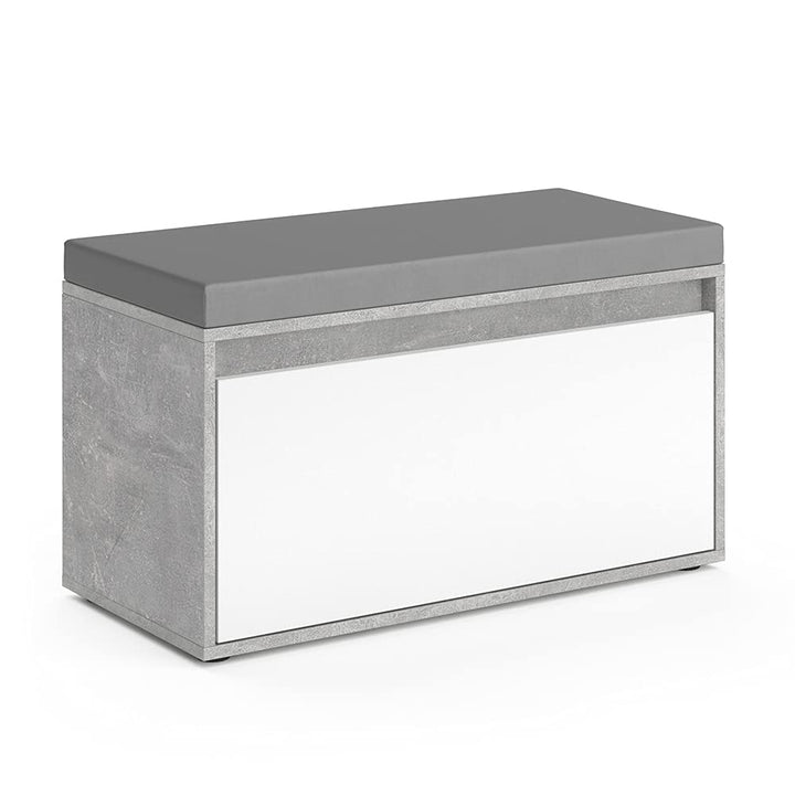 Vicco Schuhbank Iker, Beton/Weiss, 80 x 45 cm, Beton